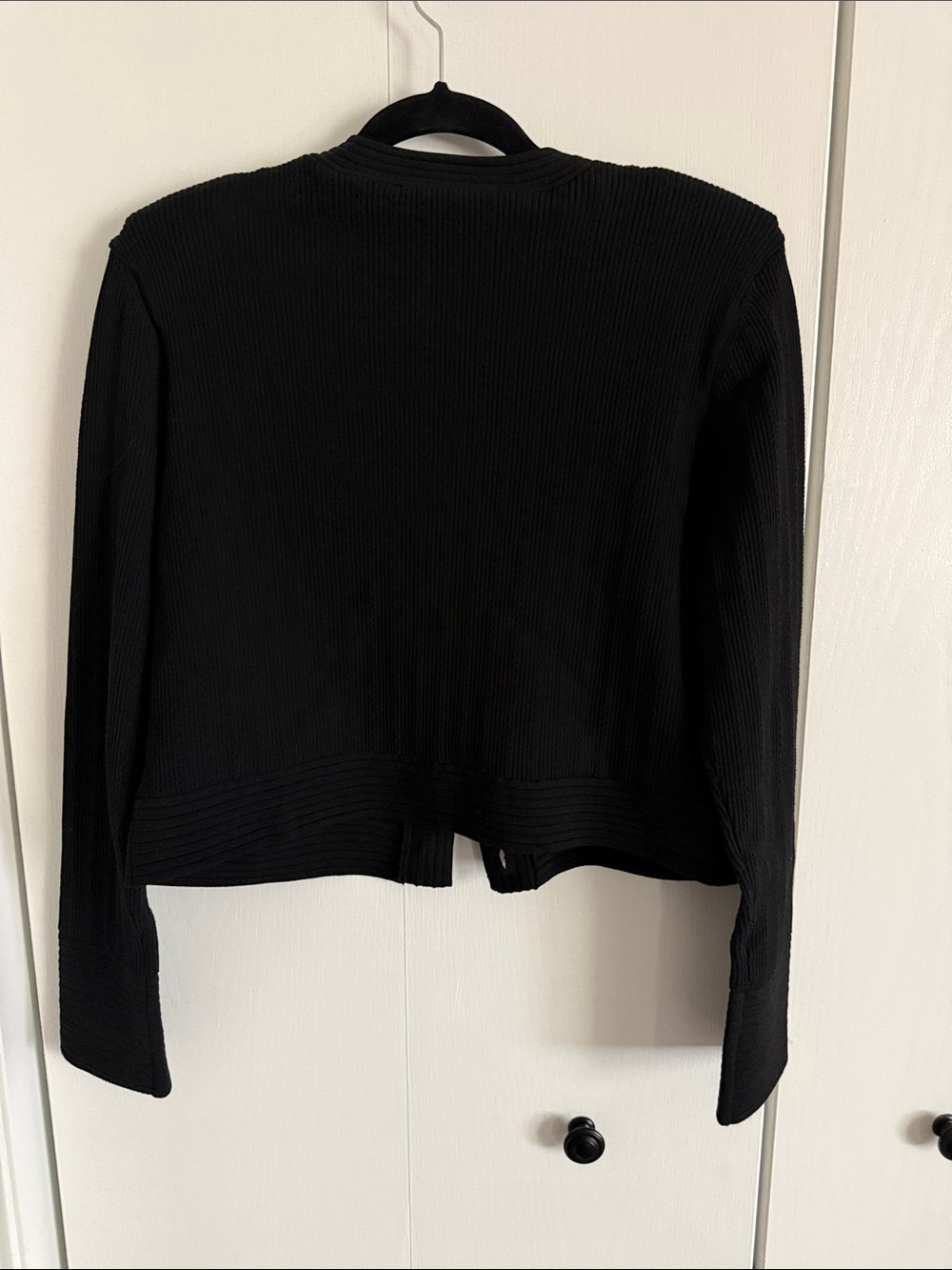 Express Novelty Button Ribbed Cardigan Black Sz L - Picture 3 of 7